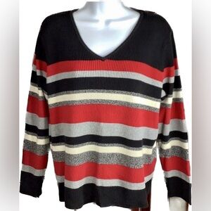 Villager 1X Cotton Top Liz Claiborne Woman Blouse Stretchy Ribbed Knit Shirt